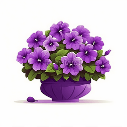 紫色花卉插画图片_一朵紫色喇叭花花卉