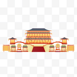 仿古建筑su图片_矢量扁平建筑楼房