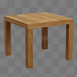 实木木桌子图片_blender仿真3D立体方形小木桌