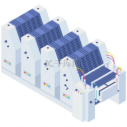 ai矢量打印机图片_等距工厂复印机在白色背景上隔离