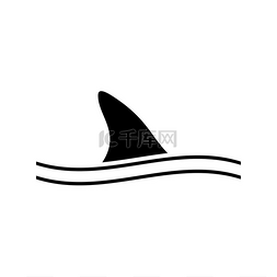 黑色鲨鱼图片_鲨鱼鳍是黑色图标。