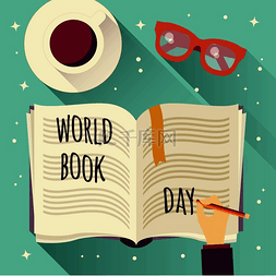 图书馆活动图片_世界读书日，打开书，手写，咖啡