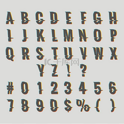 字母艺术设计图片_老式数字故障字母表老式数字故障