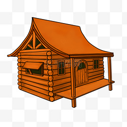 小木屋屋顶图片_卡通风格橙棕色三角屋顶小木屋剪