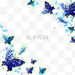 唯美光效图片_蓝绿色抽象多边形蝴蝶边框
