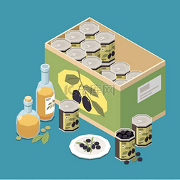 橄榄油包装图片_橄榄生产等距组合物与成品橄榄油