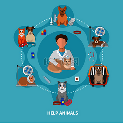 帮助动物兽医护理治疗药物平面圆