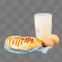 美味牛奶图片_营养美味早餐面包牛奶