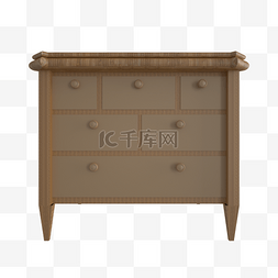 酷家乐模型衣柜图片_C4D木质床头柜模型