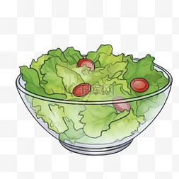 沙拉广告插画图片_卡通手绘餐饮美食小吃食物沙拉