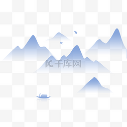中国风底纹蓝色图片_中国风山水底纹