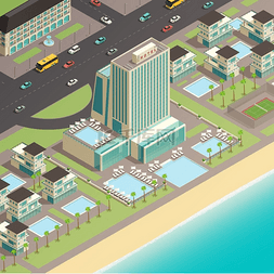 工业池图片_沿海地区豪华酒店的多层建筑沿海