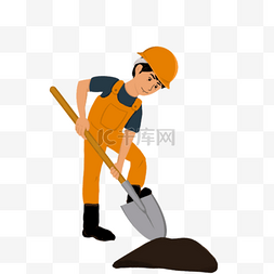 园艺工具手绘图片_煤炭工人拿工具挖煤劳动工作