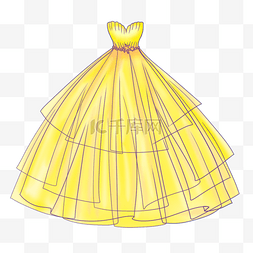 黄色塑腰百叶长裙