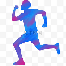 跑步彩色人物剪影图片_彩色渐变运动员贴纸