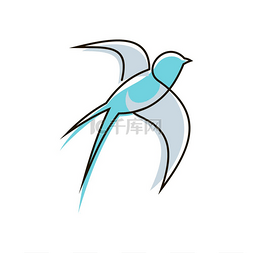 飞燕孤立的蓝色鸟标志媒介迁徙的