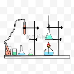 化学玻璃仪器图片_化学实验流程教育仪器彩色液体