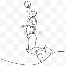 篮球体育竞技图片_抽象线条画篮球运动员投篮