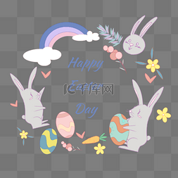 小彩虹可爱图片_复活节可爱小兔子和可爱彩蛋