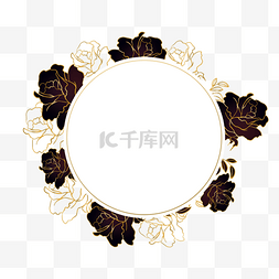光效金线婚礼花卉圆形边框