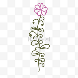 紫色精致线条小花装饰图形