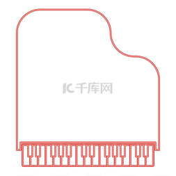 红色的灯图片_霓虹大钢琴红色矢量插图图像平面