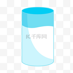 装牛奶的蓝色透明玻璃杯