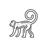 猴子春节象征孤立的农历新年轮廓吉祥物矢量十二生肖日历符号中国星座东方线条艺术动物单色猴子占星术角色中国星座线形猴星座