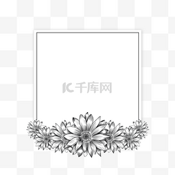 叶子方形形状图片_素描花卉植物边框