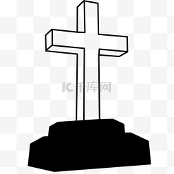 圣灰星期三图片_教堂祈祷十字架剪贴画黑白