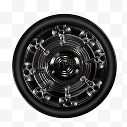 黑色轮毂图片_镂空金属材质立体质感轮胎
