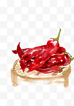 新鲜的食材图片图片_红色的辣椒水墨