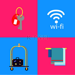 带小饰品的房间钥匙、wifi 连接图