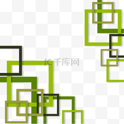 叠加的绿色正方形线条抽象商务几