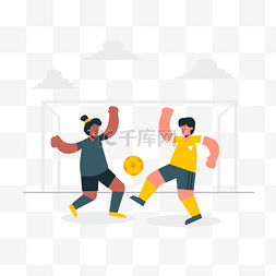 跳的动作图片_少年足球运动员运动比赛插画