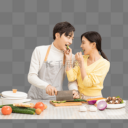 亲情图片_家庭生活一对年轻夫妇厨房里一起