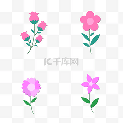卡通风格春天花朵剪贴画粉色小花