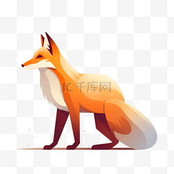 可爱狐狸插画图片_可爱卡通手绘免扣动物扁平插画素