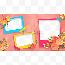 粉色花卉相框图片_花卉相册粉色浪漫玫瑰花相框