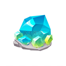 水晶宝石或宝石石英、宝石蓝钻石
