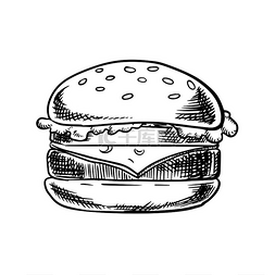 白面包面包图片_快餐芝士汉堡配烤牛肉、瑞士奶酪
