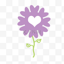 手绘绿色心图片_紫色可爱心形花朵