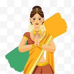印度欧南节图片_彩色欧南节节日女性人物