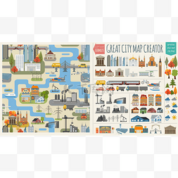 Great city map creator.Seamless pattern map