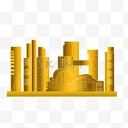 线性城市旅游香港建筑金色剪影