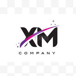 创意艺术字母图片_Xm X M 黑色字母标志设计与紫色洋