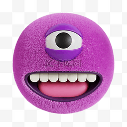 紫色小怪物图片_3DC4D立体紫色独眼大笑毛绒怪兽