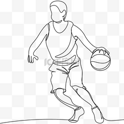 运动员线描图片_连续线条画篮球运动员