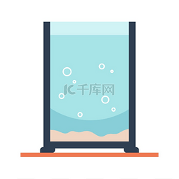 卡通水箱桌子上的空水族馆里有气