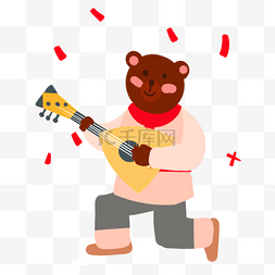 谢肉节唱歌跳舞的卡通熊